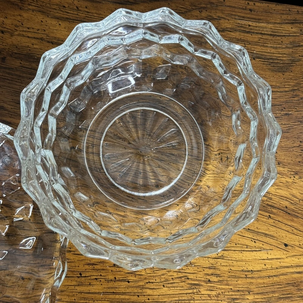 Vintage Indiana Whitehall Clear Glass  Candy Dish‎  Cubist Bowl Jar w/ Lid - Picture 4 of 12